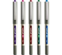 Uni-Ball UB - 157-Stylo roller à encre Eye Lot de 5 stylos couleurs (vert clair, Bleu, Orange, Rose, Rouge Bordeaux) sous Blister