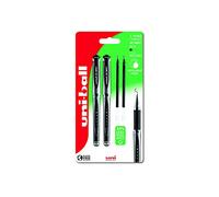 uni-ball UMN-153S - Penna a sfera con inchiostro gel, punta larga da 1,0 mm, per diari, scuola e appunti, resistente allo sbiadimento e all'acqua, 2 + 2 ricariche, colore nero, set da 4 pezzi