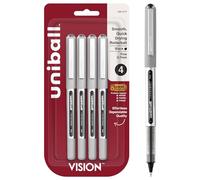 uni-ball Vision - Penna a sfera con punta fine, 0,7 mm, confezione da 4, colore: Nero