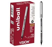 uni-ball® Vision Roller Ball Stick Waterproof Pen, Black Ink, Fine, Dozen, Sold as 1 Dozen