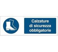 UNI - Calzature di sicurezza obbligatorie - CARTELLO SEGNALETICO ISO 7010 in Adesivo Resistente, Pannello in Forex o Pannello In Alluminio (PANNELLO IN ALLUMINIO 30X12 CM)