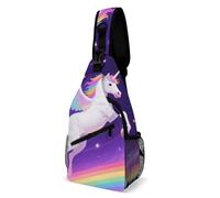 Uni-Corn Rainbow Wing Purple Universe Stars Moon Uomo Donna Sling Bag Piccolo Zaino Monospalla Leggera Borsa A Tracolla Per Sportiva Ciclismo Escursionismo