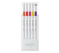 uni Emott Fineliners Colouring Pens Set for Adults & Kids. Water Resistant, Non-Bleed and Fade-Proof Ink for Art, Drawing, Writing, Graphic Design, Vibrant Fine Tip Perfect for Journaling. 5 Pack