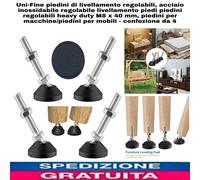 Uni-Fine piedini di livellamento regolabili, acciaio inossidabile regolabile.4pz