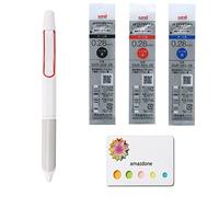 Uni Jetstream EDGE 3,0.28 - Penna a sfera a 3 colori, corpo bianco rosso (SXE3250328W15) + Uni Jetstream EDGE 0,28 mm ricarica penna a sfera 3 colori (SXR-203-28 nero, rosso, blu)/amazdone Sticky