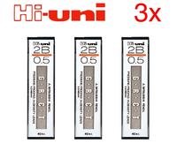 Uni Mitsubishi Hi-Uni Mine Ricambio per Matite Meccaniche • 0.5mm • 2B •Set of 3