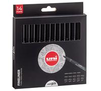 UNI MITSUBISHI - M 84007168 - Astuccio Pin fineliner - nero - 14 gradazioni - Uni Mitsubishi - conf. 14 pezzi - 97631 - Conf. da 1 Pz. - M 84007168