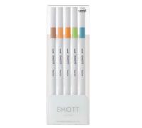 OSAMA Emott - Pennarelli Punta Fine 0.4 mm, Set Colori Assortiti con 5 Fineliner per Bullet Journal Disegno Lettering Altro - Prodotto Cartoleria Cancelleria Waterproof Resistente alla Luce, non Sbava
