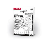 UNI PIN - Brush Pen Fine Liner per Dotwork, Kit Disegno Tecnico con Pennarelli Indelebili Punta Fine Professionali per Imparare a Disegnare e 1 Portamine - Set Penne Nere + QR Code Tutorial