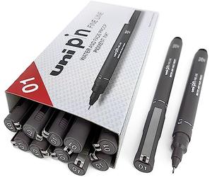Uni Pin fineliner Drawing Pen - color grigio scuro - 0.1 mm - Confezione da 12
