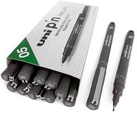 Uni Pin Fineliner - Penna da disegno, colore grigio scuro, 0,5 mm, confezione da 12