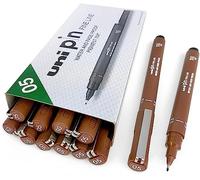 Uni Pin Fineliner - Penna da disegno, colore seppia, 0,5 mm, confezione da 12