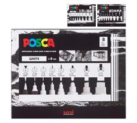 Uni Posca 8-Tip Acrylic Paint Marker Set White Non-Toxic ACMI Certi