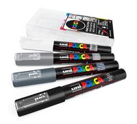 Uni POSCA - PC-1M Arte Pittura Marcatori - Confezione da 4 - IN A - Grigio