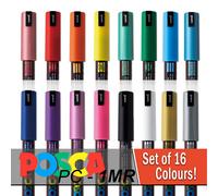 Uni POSCA PC-1MR Marcatore a Vernice Arte Set Penne - Gamma Completa 16 Tutti