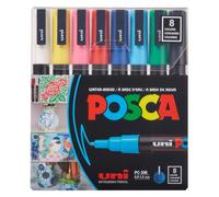 Uni posca Pc 3m 8 Colori Punta Fine pennarelli posca scatola 0.9-1.3 mm