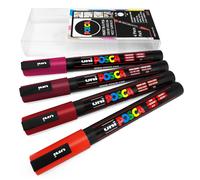 Uni POSCA - PC-3M Arte Pennarello Pittura Penne - 4 Pacco Portafoglio - Rosso