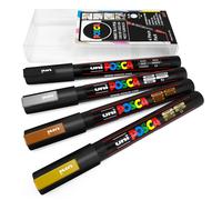 Uni POSCA PC-3M Pennarelli Per Arte in Una Valigetta Di 4 Toni Metallici