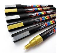Uni Posca PC-3M Pennarelli Per Arte - Oro + Argento - Astuccio Di 6