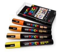 Uni Posca PC-5M Arte Pennarello - Alba Tonalità - 4 Set IN Plastica Portafoglio