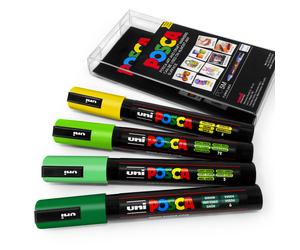 Uni Posca PC-5M Arte Pennarello Prato Tonalità Set Di 4 IN Plastica Portafoglio