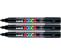 Uni Posca PC-5M Black Colour Paint Marker Pens 2.5mm Medium Bullet Tip Nib Writes On Any Surface Glass Metal Wood Plastic Fabric by uni-ball