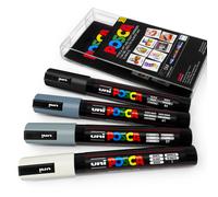 Uni Posca PC-5M Pennarello Artistico Set di 4 Toni Grigi in Astuccio di Plastica