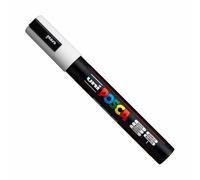 Uni Posca PC5M Marker Medium Tip Line Width 1.8-2.5mm White Ref 9002111 [Pack 12]
