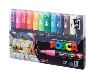 Uni-Posca - Pennarello, Modello : PC-1M. Punta extra fine, Confezione da 12 pezzi(importato dal Giappone)