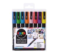 Uni Posca Pittura Marcatori PC-3M Punta Fine Set Di 8 Lustrini Colori