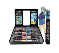 Uni Posca Valigetta Metallo 20pz Marcatori Pennarelli Assortiti Manga Hero