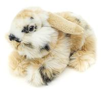 Uni-Toys - Coniglio con testa di leone con orecchie appese - sdraiato - nero-marrone-bianco - 23 cm (lunghezza) - Coniglio di peluche - Peluche