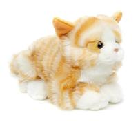 Uni-Toys - Gatto con voce (marrone-bianco), sdraiato - 20 cm (lunghezza) - Gattino di peluche - peluche