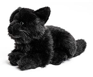 Uni-Toys - Gatto nero, disteso - 20 cm (lunghezza) - animali domestici - peluche