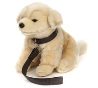 Uni-Toys - Golden Retriever (con guinzaglio) - Con voce che abbaia - 18 cm (altezza) - Peluche