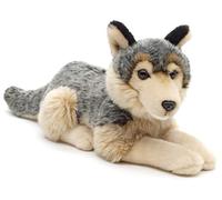 Uni-Toys - Lupo grigio, sdraiato - 30 cm (lunghezza) - lupo, lupus - peluche, peluche