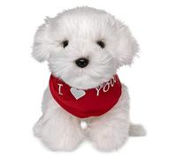 Uni-Toys - Maltese con foulard I Love You - 26 cm (lunghezza) - Cane di peluche - Peluche peluche