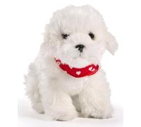 Uni-Toys - Maltese, in piedi - con foulard (motivo cuorico) - 32 cm (lunghezza) - cane di peluche - peluche