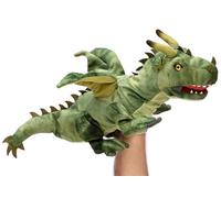 Uni-Toys - Marionetta a mano con drago (verde) - 49 cm (lunghezza) - Peluche