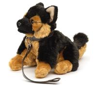 Uni-Toys - Pastore tedesco (con cinturino) - Con voce che abbaia - 18 cm (altezza) - peluche