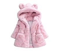Uni-Wert Ragazze Giacche Inverno Cappotto con Cappuccio Orecchie di Coniglio Giacca di Pelliccia Ragazza Cappotti e Giacche per Bambina Maniche Lunghe Giacca del Mantello Neonata Vestiti Caldi Spessi