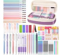 UNIANE 62 pezzi accessori per la scuola con astuccio, 12 evidenziatori pastello, 5 penne gel, 6 portamine, 4 penne cancellabili, Aesthetic Stuff Clean Girl,Back to School Aesthetic,Office Essentials