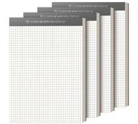 UNIANE Blocco note A5, a quadretti, 4 pezzi, a quadretti, formato A5, 70 fogli (140 per blocco), carta premium da 80 g/m², blocco per appunti, fogli da cancellare, per ufficio, casa, scuola,