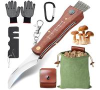 UNIANE Coltello da fungo con spazzola, borsa per funghi, coltello da spugna di alta qualità, raccolta di funghi, raccolta per funghi/truffe con pennello, in acciaio inox, coltello da funghi, borsa,