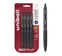 Uniball - Confezione da 4 penne gel retrattili nere con punta micro da 0,5 mm, le penne Uni-Ball Click sono a prova di frode e le migliori penne per ufficio, infermieristica, penne aziendali, penne