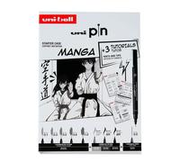 uni-ball Manga Starter Set con 3 Fineliner, 5 punte a pennello, 1 matita meccanica, inchiostro resistente all'acqua e allo sbiadimento per schizzi, calligrafia, disegno tecnico