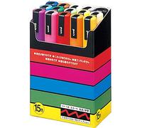 Uniball POSCA - Pennarello PC5M 15C, punta arrotondata, confezione da 15 pezzi
