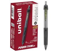 PowerTank RT - Penne nere, 1,0 mm, confezione da 12, simili a penne gel, penne a sfera, retrattili, penne a inchiostro sfuso, forniture per ufficio, penne colorate, penne a punta fine, penne per