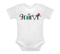Unibly Believe Albero di Natale con naso rosso fiocco di neve | Natale Natale X-Mas Baby Body, bianco, 0 mese
