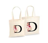 Unibly Borsa personalizzata A-Z per donne, mamma, sorella, amiche e damigelle d'onore, in cotone, 200 g/m², con certificazione Oeko-Tex, borsa per la spesa, sacchetto di iuta, Lettera L, m